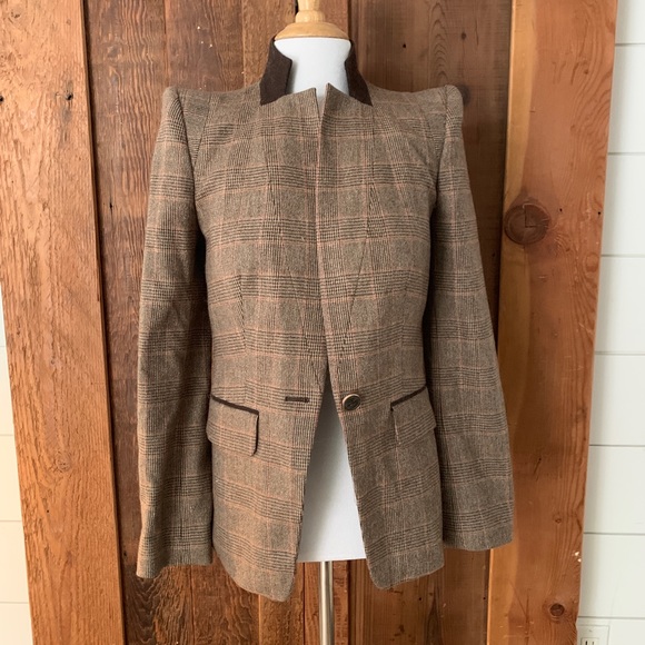 TED BAKER Sharp Shoulder Blazer with Elbow Patches - Picture 2 of 5